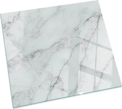 Produktbild von Marmormuster mit Aderung – Glasbodenplatte für – Kaminofen – Kaminplatte Glas – Schutzglas – Funkenschutzplatte –Glasbodenplatte Feuerfeste – Hitzeschutzplatte – Bodenschutz aus Glas – 50x50 cm