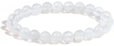 Produktbild von Kristall Armband Damen Herren Perlenarmband Naturstein Bergkristall 8mm Elastisch