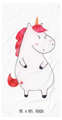 Produktbild von Mr. & Mrs. Panda Handtuch Einhorn Wut - Weiß - Geschenk, Reisehandtuch, Duschhandtuch, Badelaken, Unicorn, Strandtuch, Realität, Badehandtuch, Arbeit, Nein
