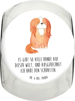 Produktbild von Mr. & Mrs. Panda Bonbonglas Hund Cavalier King Charles Spaniel XL 2000ml - Weiß - Geschenk, Vorratsbehälter, aufbewahrungsglas, Vorratsglas, Sprüche, Keksdose, Spruch