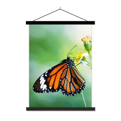 Produktbild von MuchoWow® Textilposter Schmetterling - Blumen - Insekten 90x120 cm mit schwarzem Rahmen - Dekoration