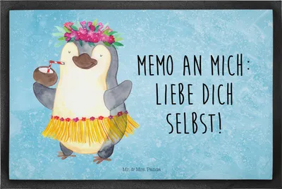 Produktbild von Mr. & Mrs. Panda Fußabstreifer Pinguin Kokosnuss 60 x 90 cm - Eisblau - Geschenk, Fussmatte, Fußabtreter, Schmutzfangmatte, Türmatte, Sauberlaufmatte, Ferien, Urlaub