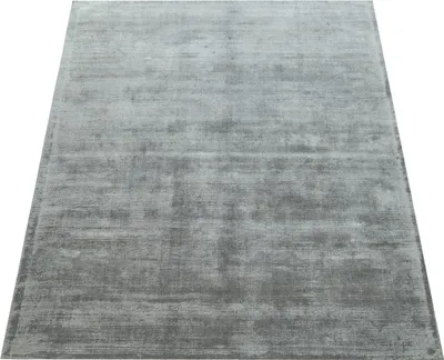 Produktbild von Teppich Viskose Unifarben Wohnzimmer schmutzabweisend Grau Rechteckig 80x150 | 100% Viskose, Rücken aus Baumwolle | Florhöhe: 8 mm | pflegeleicht