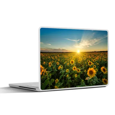 Produktbild von MuchoWow® Laptop Aufkleber Sticker Cover Sonnenuntergang - Blumen - Sonnenblume - Horizont - Landschaft 31x22.5 cm - Laptop-Deko