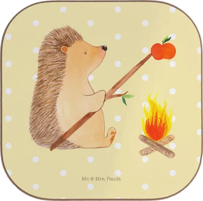 Produktbild von Mr. & Mrs. Panda Tassen Untersetzer Igel Grillen - Gelb Pastell - Geschenk, für Gläser, Glas, Lustige Sprüche, Tischuntersetzer, Ziele, Spruch, Motivation, Coaster