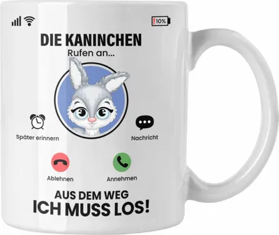 Produktbild von Trendation - Die Kaninchen Hasen Rufen An Tasse Geschenk für Kaninchen Züchter Besitzer Geschenkidee Lustig Spruch (Weiß)