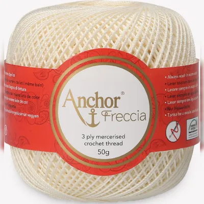 Obrázok produktu pre Anchor Freccia veľkosť 8 4771008-06650 biela Háčkovacia niť, 100 % bavlna