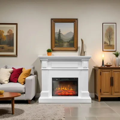Produktbild von Elektrokamin mit heizung ElectricSun TUX weiß Elektrischer kamin, mit Soundeffekt, mit App, 3 Farbeinstellungen, B110xH102cm
