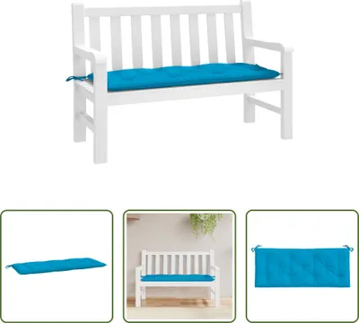 Imagen del producto de Cojín para banco de jardín, color azul claro, 120x50x7 cm, fabricado en tejido Oxford