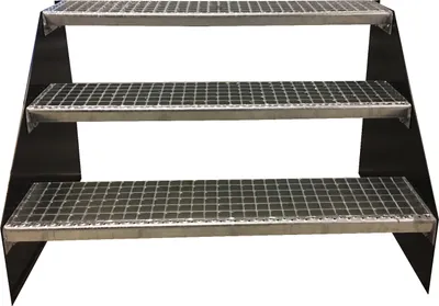 Produktbild von 3 Stufen Standtreppe Modell 1 Stahltreppe freistehend Breite 60 cm Höhe 63 cm Anthrazit ohne Geländer