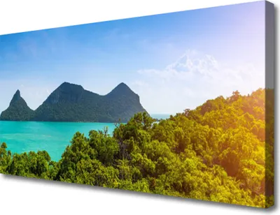 Produktbild von Tulup Leinwand-Bilder 100x50 Wandbild Canvas Kunstdruck Gebirge Meer Bäume Landschaft
