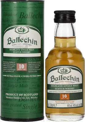 Image de Edradour Ballechin 10 Years Old Highland Single Malt 46% Vol. 0,05l en boîte cadeau