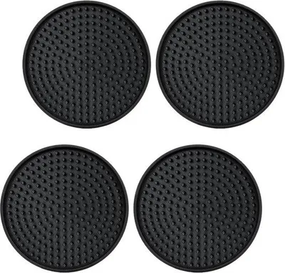 Image de Tapis antidérapant de 10 cm à pois, lot de 4, noir, pour table de cuisine et de salon