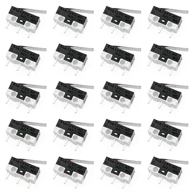Micro-Endschalter 20 Stk., 3-polig, 125V 1A, Scharnierhebel, schwarz