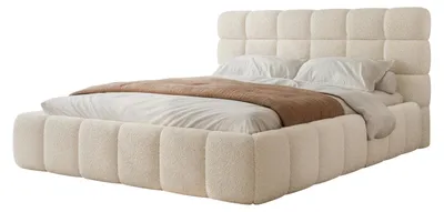 Obrázek produktu pro Čalouněná postel BORIO 180x200, béžová bouclé, s úložným prostorem a roštem