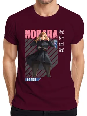 Zdjęcie produktu dla Męska koszulka Nobara Kugisaki Jujutsu Kaisen Otaku Anime Aesthetics Gift Retro, bordowy, M