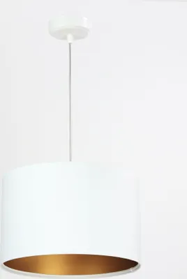 Produktbild von Hängeleuchte Weiß Gold Stoff Velours Optik rund Ø30cm ROSIE Wohnzimmer Lampe Schlafzimmerlampe