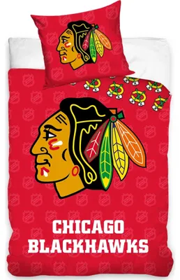 Imagen del producto de Juego de sábanas de hockey NHL, equipo Chicago Blackhawks. Tamaño: 135x200 cm + 80x80 cm