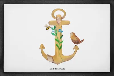 Produktbild von Mr. & Mrs. Panda fußmatte Anker Gold 40 x 60 cm - Geschenk, Bodenvorleger, Dekoration, Türvorleger, Schmutzfangmatte, Schuhabstreifer, Gummimatte