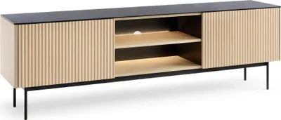 Produktbild von BETTSO Moderner zweitüriger RITA RTV-Schrank mit gefräster Front und LED-Beleuchtung Eiche vincenza
