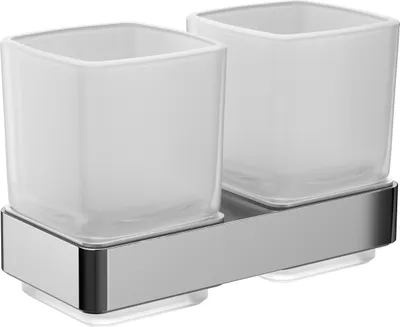 Produktbild von Doppelglashalter LOFT Wandmodell, Kristallglas satiniert chrom