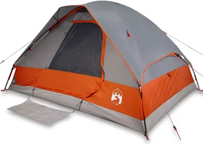 Produktbild von vidaXL Kuppel-Campingzelt 4 Personen Grau und Orange Wasserdicht