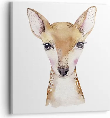 Produktbild von Bild auf Leinwand - Leinwandbild - Einteilig - Damhirschkuh Grafiken Kinder - 30x30cm - Wand Bild - Wanddeko - Wandbilder - Leinwanddruck - Bilder - Wanddekoration - Leinwand bilder - AC30x30-4449