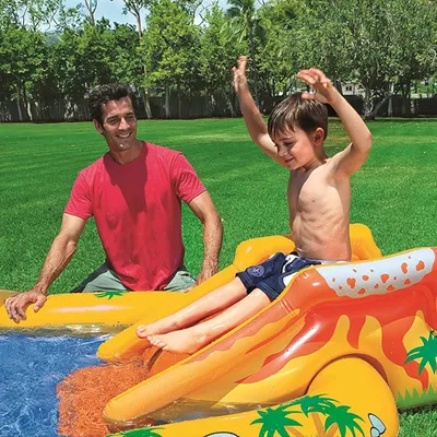 Produktbild von INTEX 57444NP -Playcenter - Dinosaurier Playcenter mit Rutsche (249x191x109cm) Dino Planschbecken