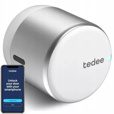 Zdjęcie produktu dla Zamek Inteligentny Tedee GO 2 Gerda srebrny elektroniczny zamek Bluetooth