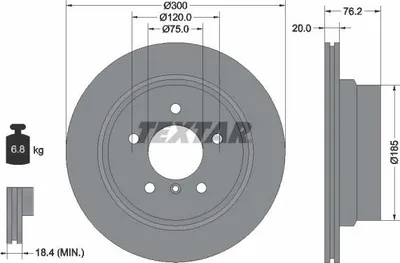 Produktbild von 2x TEXTAR Bremsscheibe 92227103 für BMW 1 Coupe (E82) 1 Cabrio (E88) 76 2mm