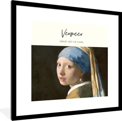 Produktbild von MuchoWow® Gerahmtes Poster Das Mädchen mit dem Perlenohrring - Johannes Vermeer - Alte Meister 40x40 cm - Poster mit Schwarzem Bilderrahmen Wandposter Rahmen Foto Bilder - Poster - Plakat im Rahmen