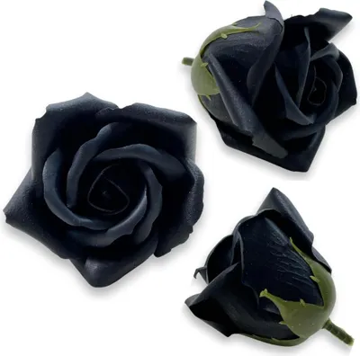 Produktbild von Schwarze Seifenblumen Blütenköpfe 6,5 cm zum Basteln, die nie verwelken