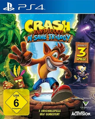 Cover art for the Crash Bandicoot N. Sane Trilogy video game for PlayStation 4.