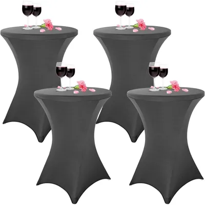 Productafbeelding van Tafelhoezen, set van 4, stretch, voor bistrotafel, diameter 80-85 cm, donkergrijs, afmetingen 80x110 cm