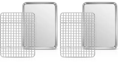 Produktbild von Backblech mit Abkühlgitter, Edelstahl, 2er Set, 26,3x20,5x2,5cm