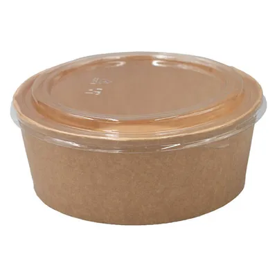 Produktbild von 50x Salatschalen 1300ml aus Kraftpapier braun inkl. Deckel aus rPet