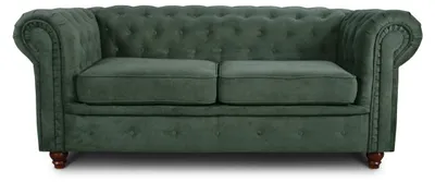 Produktbild von Sofa Chesterfield Asti 2-Sitzer, Couchgarnitur 2-er, Sofagarnitur, Couch mit Holzfüße, Polstersofa - Glamour Design (Grün (Capri 74))