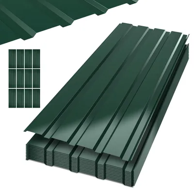 Produktbild von Ikodm 12x Profilblech Trapezblech Dachblech 115 x 45 cm, Verzinktes Stahlblech - Wellenprofil in Grün, Dachplatten für Dächer, Carports, Gartenhaus