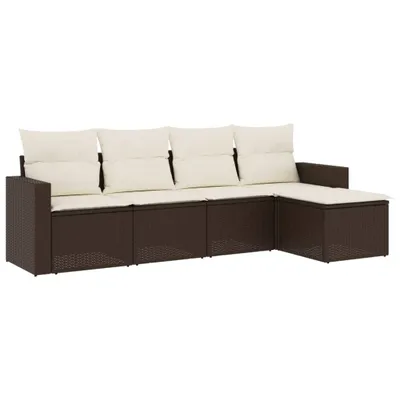 Immagine prodotto di vidaXL Set di divani da giardino 5 pezzi con cuscini in polirattan marrone