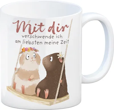 Produktbild von Meerschweinchen Kaffeebecher mit Spruch Mit dir ist Zeitverschwendung schön