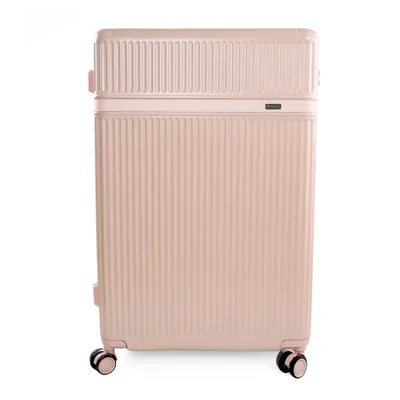 Imagen del producto de Maleta de viaje grande con cubierta rígida de 28" (XL), fabricada en ABS, con 4 ruedas, candado numérico, extensible, marca Solier, modelo NOKIRO STL976, color rosa
