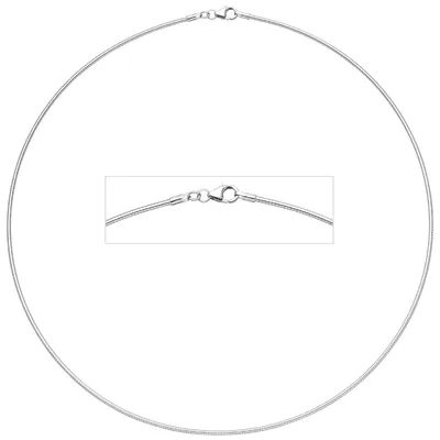 Produktbild von 1,5mm Halsreif Omegakette Collier 925 Silber rhodiniert rund 45cm für Damen