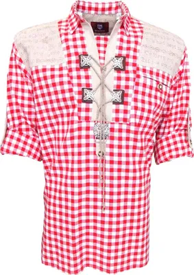 Produktbild von German Wear, Trachtenhemd für Trachten Lederhosen mit Verzierung Brombeer/kariert, Größe:S