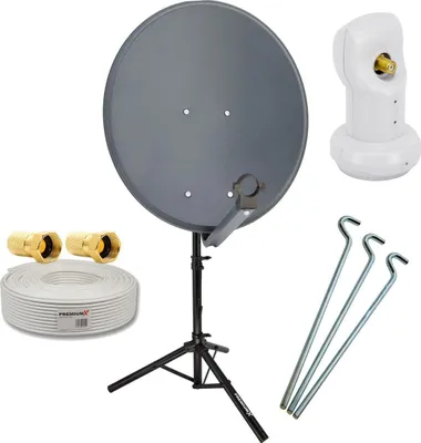Produktbild von PremiumX Camping SAT Anlage 60cm Antenne Single LNB 10m Kabel Stativ