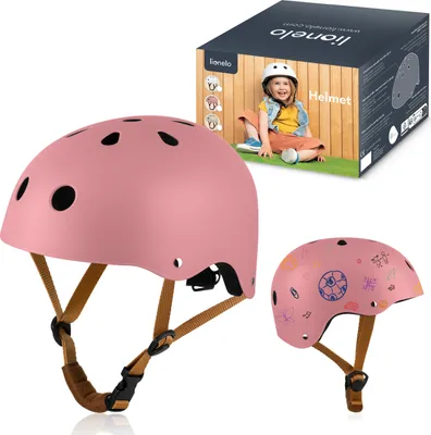 Produktbild von LIONELO Schutzhelm für Kinder Helmet verstellbar 50-56 cm, Kinnschutz, Intertek er Helm für Mädchen und Jungen, Größe S - Rosa