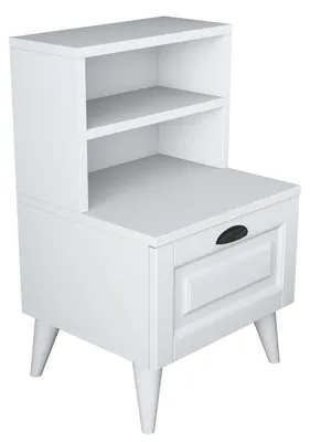 Image de Table de chevet en Bois MDF blanc - L 45 × P 40 × H 74,4 cm - Style Scandinave
