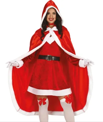 Immagine prodotto di Mantello accessorio per costume da donna di Natale rosso e bianco - taglia unica