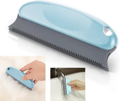 Produktbild von PolkaHome® Haarbürste für Haustiere – Tierhaarentferner für Teppiche, Kleidung, Möbel, Sofa, Auto, Flusenentferner (Hellblau)