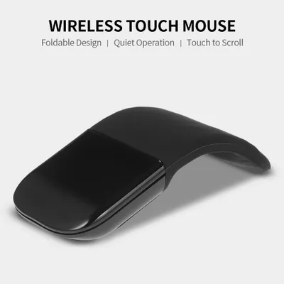 Produktbild von Tragbare BT 3.0 Wireless Touch-Maus mit leisen Tasten links und rechts, faltbar, schlank, für Zuhause/Büro/Reisen, Schwarz