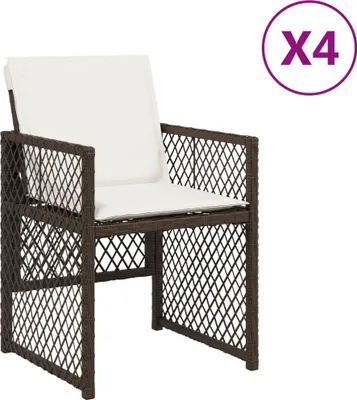 Immagine prodotto di vidaXL Sedie da giardino con cuscini 4 pz. Poli rattan marrone